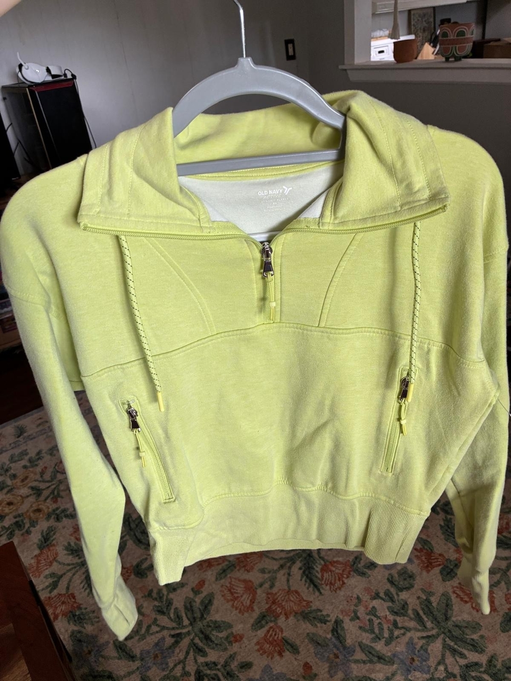 Old Navy Neon Lime Half-Zip Turtleneck Pullover